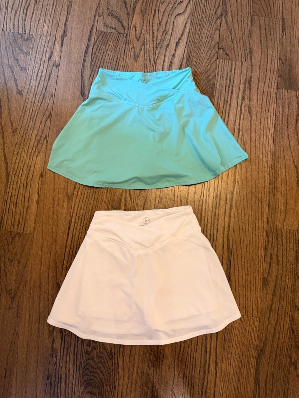 Light Aqua and White Athletic Skorts - girls tennis skorts